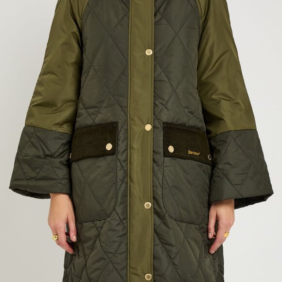 Barbour Elspeth women Quilted puffer Coat Authentic olive green US 10 UK 14 NWT - Picture 2 of 4